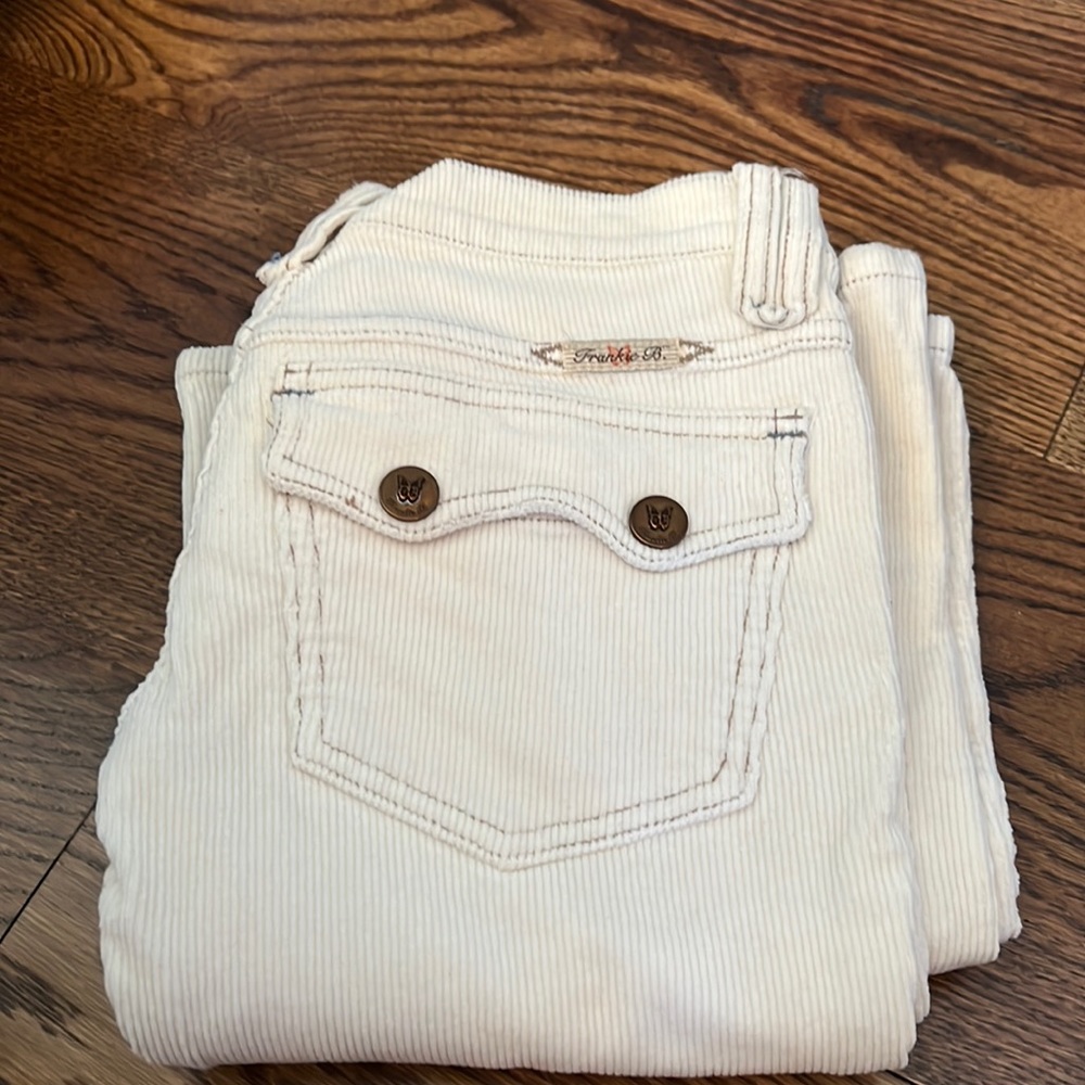 Frankie B ivory corduroy flare pants.  Size 2.  Good stretch to them.